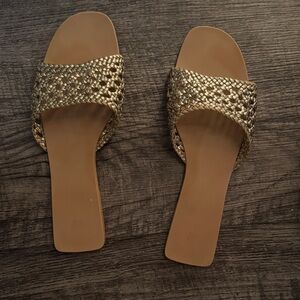 H&M Gold Woven Slide Sandals